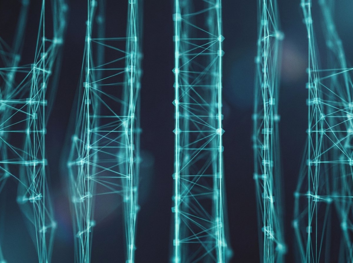 Abstract data streams converging into organized structured work items